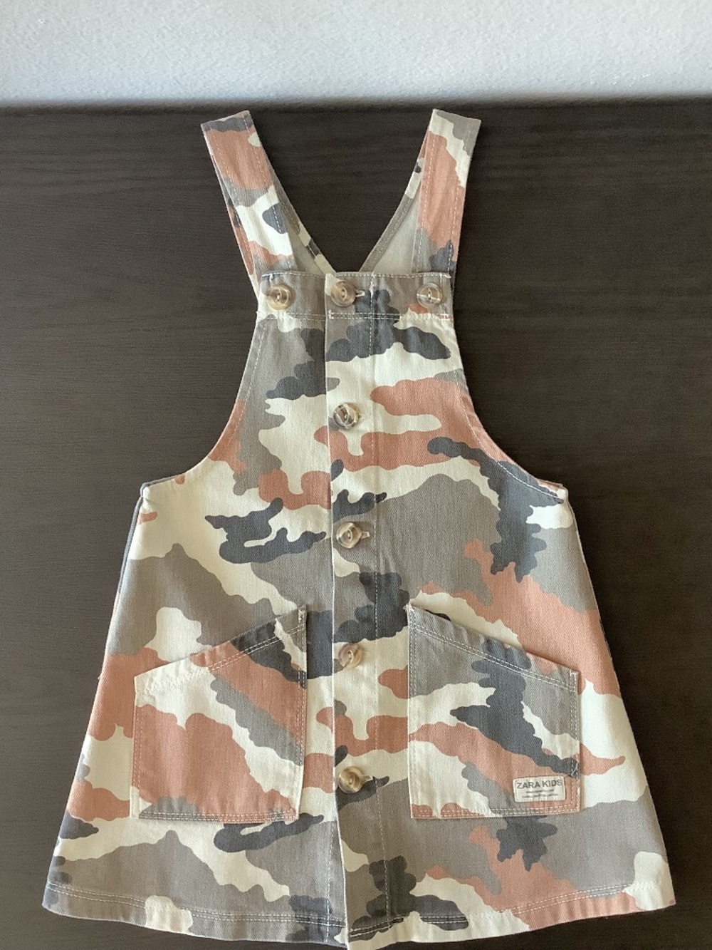 NWT Zara Kids Green Camouflage Denim Jean Overalls Dress Size 5 Girls 4152/606